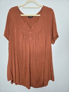 a.Jesdani Orange Short Sleeve Blouse 3X